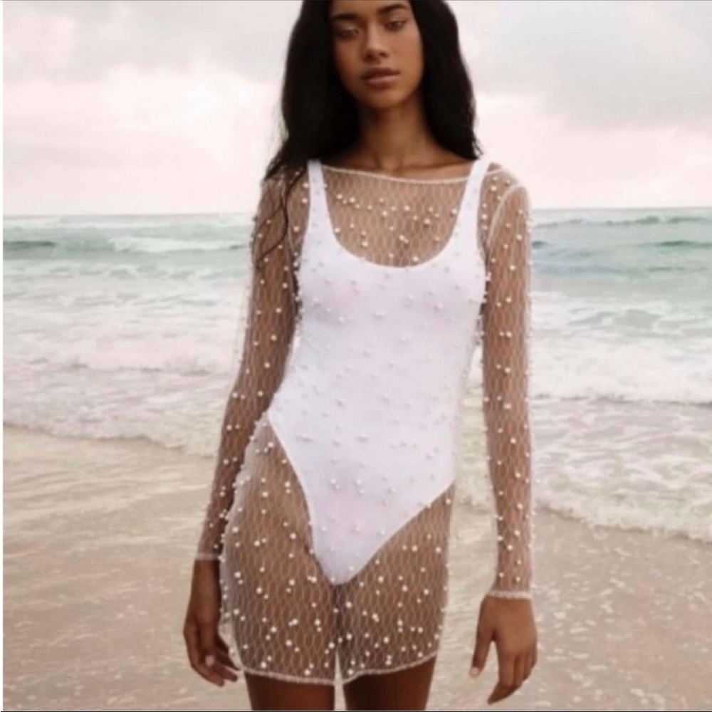 Ezili Margarite swim coverup. HAND EMBELLISHED.